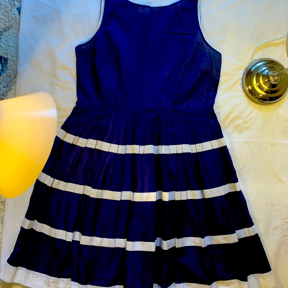 Summer dress, nautical theme, navy and white. Talbots 14P